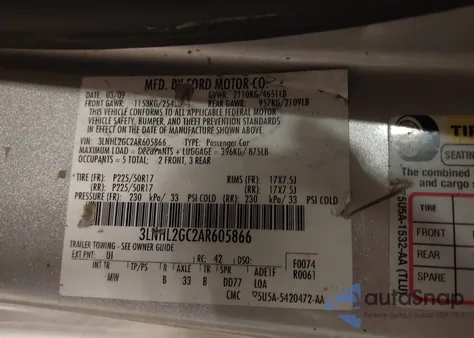 2010 Lincoln Mkz z USA, uszkodzony, nr VIN 3LNHL2GC2AR605866